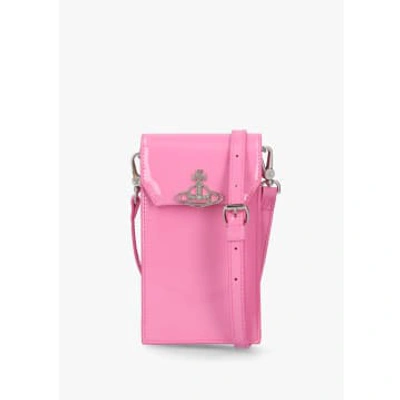Vivienne Westwood Womens Leather Phone Bag In Pink Patent