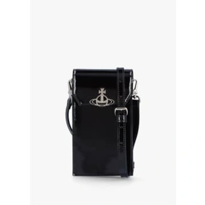 Vivienne Westwood Womens Leather Phone Bag In Black Patent