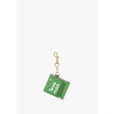 Anya Hindmarch Tennis Match Book Green Leather Keyring Charm