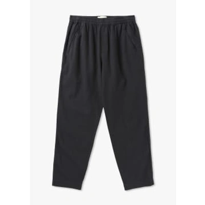 Folk Mens Drawcord Assembly Trousers In Soft Black Linen