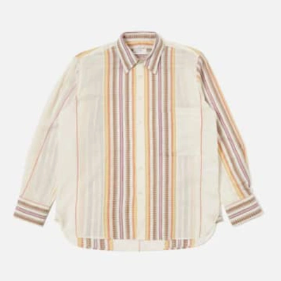 Universal Works Square Pocket Shirt Mala Stripe Ecru In Neutral