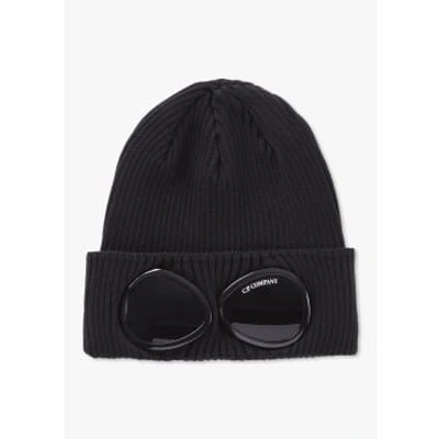 C.p. Company Mens Cotton Goggle Beanie Hat In Black
