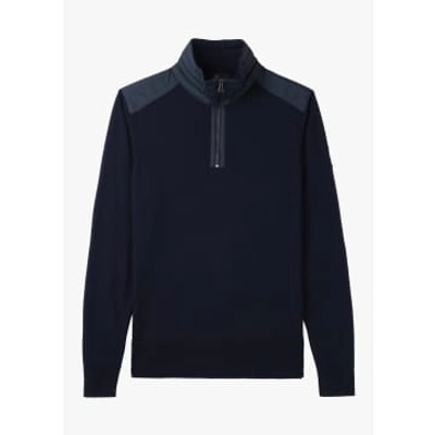 Belstaff Mens Kilmington Quarter Zip Jumper In Washed Navy In Blue