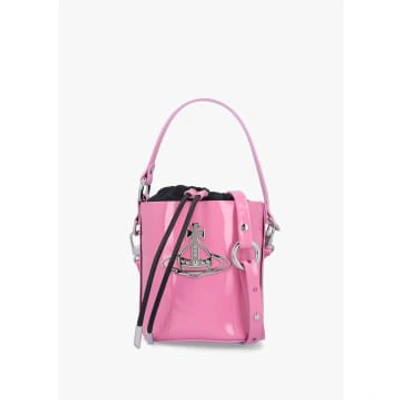 Vivienne Westwood Womens Small Daisy Leather Drawstring Bucket Bag In Pink Patent