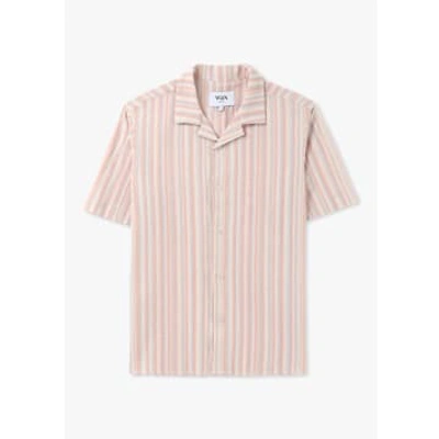 Wax London Mens Didcot Pastel Stripe Short Sleeve Shirt In Pink