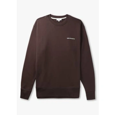 Norse Projects Mens Arne Relaxed Organic Logo Sweatshirt In Heathland Brown