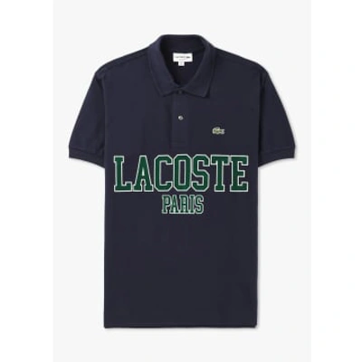 Lacoste Mens French Heritage Logo Polo Shirt In Navy In Blue
