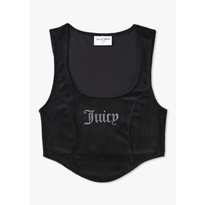 Juicy Couture Womens Camina Diamonte Corset Top In Black