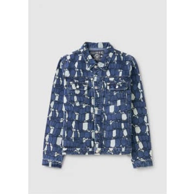 Billionaire Boys Club Mens Gator Camo Denim Jacket In Blue