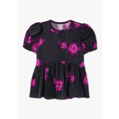 Baum Und Pferdgarten Womens Mava Floral Print Blouse In Black & Pink