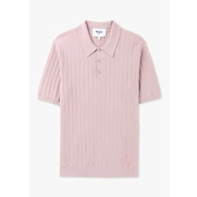 Wax London Mens Naples Vertiacal Knit Polo Shirt In Pink
