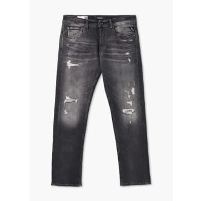 Replay Mens Grover 573 Bio Straight Jeans In Medium Grey