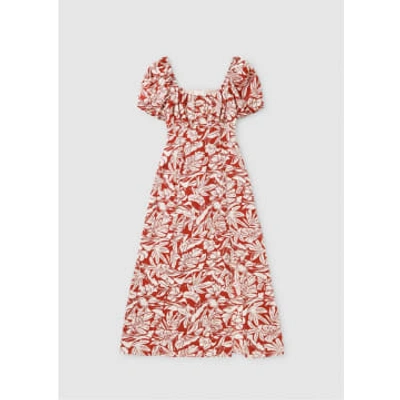 Iblues Womens Kenya Print Summer Dress In Ruggine In Red Fabric
