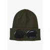 C.P. COMPANY MENS COTTON GOGGLE BEANIE HAT IN IVY GREEN