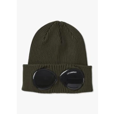 C.p. Company Mens Cotton Goggle Beanie Hat In Ivy Green