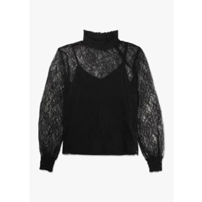 Levete Room Womens Eva Lace High Neck Top In Black