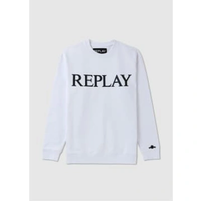 Replay Mens Hoodie Pure Logo In White