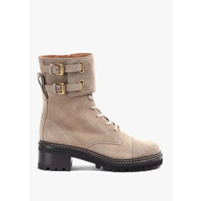 See By Chloé Womens Mallory Buckled Biker Boot In Beige In Neturals