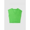 FRAME WOMENS LE HIGH RISE V NECK T-SHIRT IN BRIGHT PERIDOT
