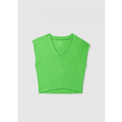 Frame Womens Le High Rise V Neck T-shirt In Bright Peridot In Green