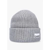 GANNI WOMENS STRUCTURED RIB BEANIE IN PALOMA MELANGE GREY