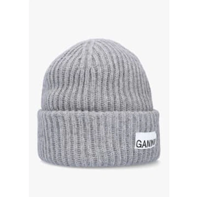 Ganni Womens Structured Rib Beanie In Paloma Melange Grey