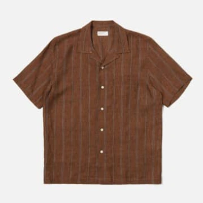 Universal Works Road Shirt Stripe Linen Brown