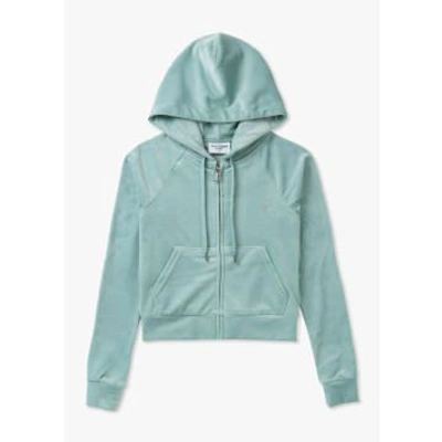 Juicy Couture Womens Madison Hoodie With Diamonte In Blue Surf