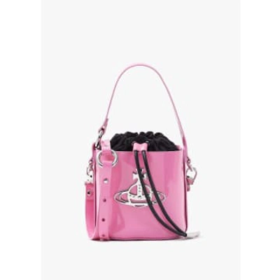 Vivienne Westwood Womens Daisy Leather Drawstring Bucket Bag In Pink Patent