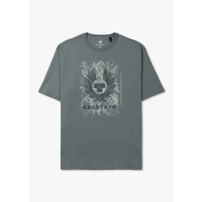 Belstaff Mens Map Print T-shirt In Mineral Green