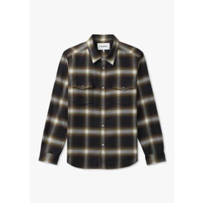 Frame Mens Brushed Cotton Plaid Shirt In Marron In Black
