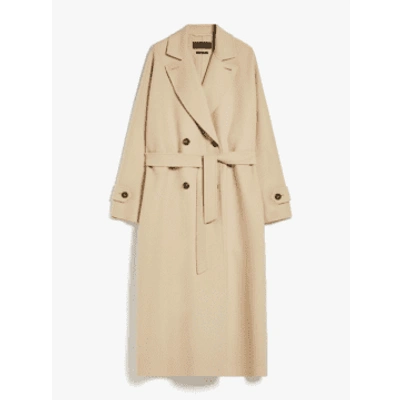 Weekend Max Mara Affetto Long Wool Trench Coat In Sand 031 2415011031600 Col 031 In Neutral