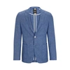 Hugo Boss Slim-fit Jacket In A Micro-patterned Linen Blend In Blue
