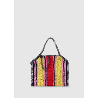 Stella Mccartney Mini Striped Cotton Crochet Tote Bag In Red