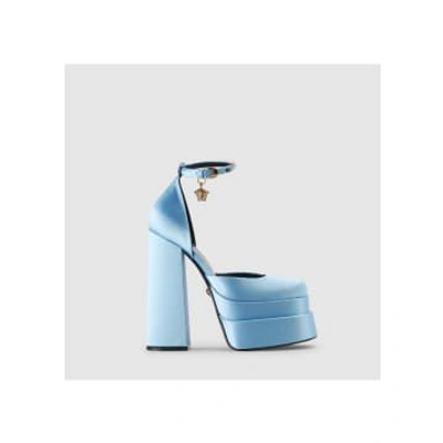 Versace Womens Medusa Aevitas Platform Heels In Blue