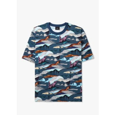 Ps By Paul Smith Mens Plains Stripe Print T-shirt In Blue