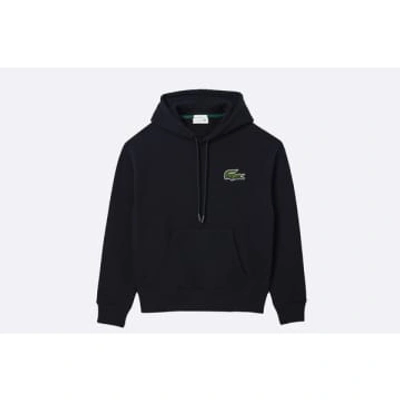 Lacoste Loose Fit Hooded Organic Cotton Jogger Sweatshirt Black