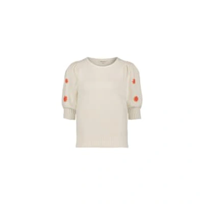 Fabienne Chapot Cream White Rice Pullover With Short Sleeves In Neutrals