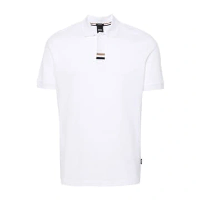 Hugo Boss Parlay 424 White Regular Fit Pique Cotton Polo Shirt 50505776 100