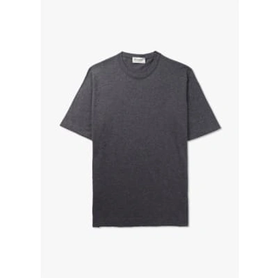 John Smedley Mens Lorca Welted Ss T-shirt In Charcoal In Black