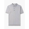 JOHN SMEDLEY MENS ADRIAN KNITTED POLO SHIRT IN SILVER