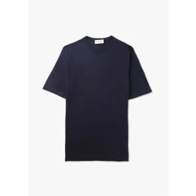 John Smedley Mens Lorca Welted Ss T-shirt In Navy In Blue