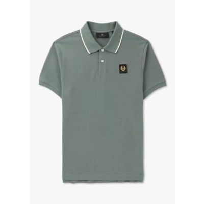 Belstaff Mens Tipped Polo Shirt In Mineral Green