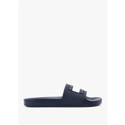 Tommy Hilfiger Mens Flag Pool Slider In Twilight Navy In Blue