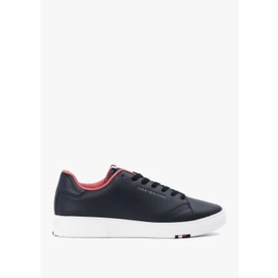 Tommy Hilfiger Mens Leather Cupsole Trainer In Black