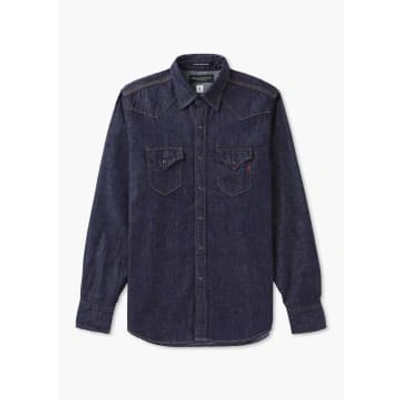 Replay Mens Aged Denim Shirt In Dark Blue