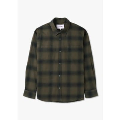 Frame Mens Plaid Flannel Shirt In Khaki Plaid In Neutrals