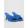 ALIAS MAE WOMENS FLORA LEATHER PLEATED HEELS IN BRIGHT BLUE