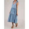 REPLAY WOMENS TIERED DRESS IN BLUE