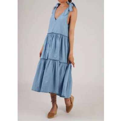 Replay Womens Tiered Dress In Blue